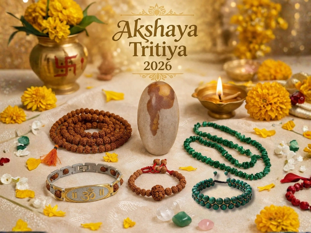 Akshaya Tritiya 2026 — 19 April ko kya khareedein sona ke alawa — rudraksha shivling crystal spiritual items suyagya