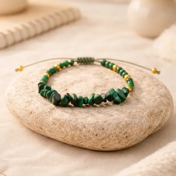Malachite Uncut Stone Bracelet – Heart Healer