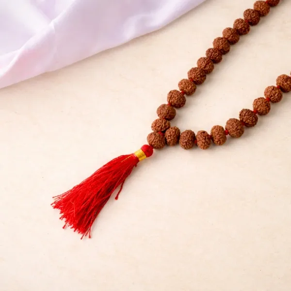 Original 8 Mukhi Rudraksha Jaap Mala 108+1 beads with red tassel from Nepal - Suyagya
