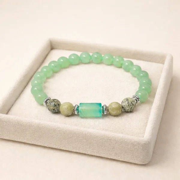 SUYAGYA Gemini Mithun Rashi Bracelet 100% Original Govt Certified Green Aventurine Crystal Beads with Jade Accent for Mercury Balance