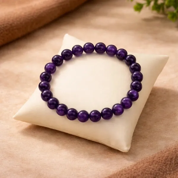 Natural Amethyst Stone Bracelet - Handmade Purple Gemstone Bracelet for Peace and Clarity
