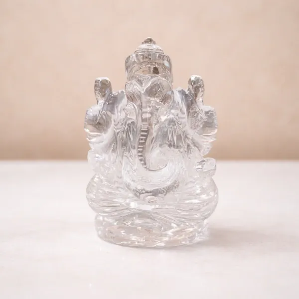 Crystal quartz ganesh murti 155gm handmade natural clear quartz — Suyagya India ₹5400