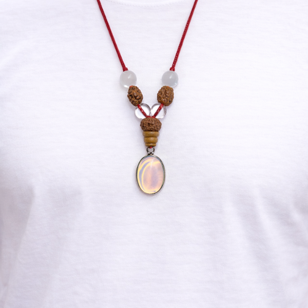 Taurus Vrishabh Rashi Pendant moonstone rudraksha clear quartz — Suyagya India ₹699
