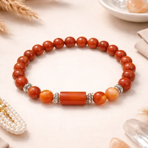 Aries Mesh Rashi Red Jasper Bracelet natural stone — Suyagya India ₹799