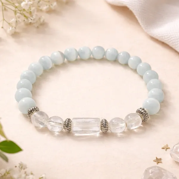 Libra Tula Rashi Moonstone Bracelet natural white luminous stone — Suyagya India ₹799