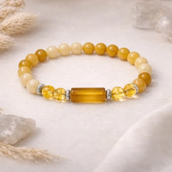 Pisces Meen Rashi Yellow Jade Bracelet natural golden stone — Suyagya India ₹799