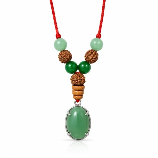 Gemini Mithun rashi pendant original green aventurine green jade rudraksha | Suyagya