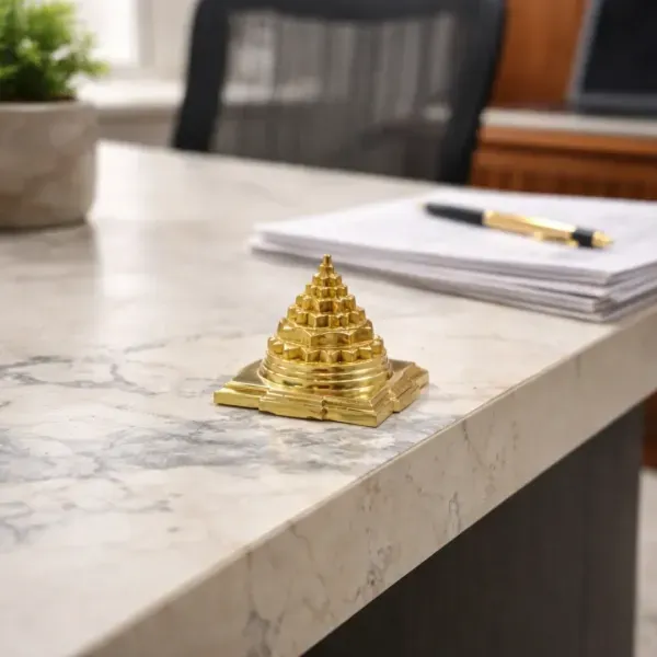 SUYAGYA Shri Yantra 2 Inch Compact Gold Finish 3D Meru Pyramid Sacred Geometry for Wealth and Prosperity