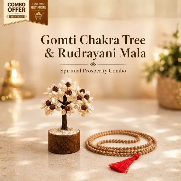 Gomti Chakra Tree with Rudrayani Mala 108 beads – spiritual prosperity combo by Suyagya
