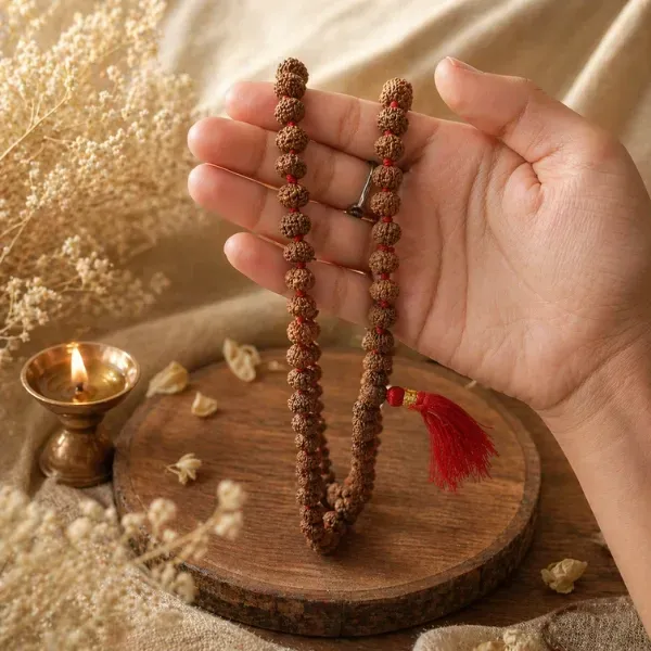 Original 8 Mukhi Rudraksha Jaap Mala 108+1 Beads Red Tassel Nepal आठ मुखी रुद्राक्ष माला - Suyagya India