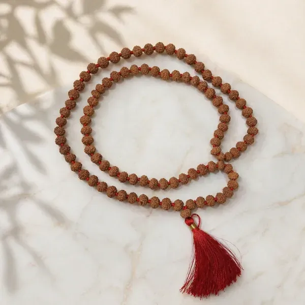 Original 9 Mukhi Rudraksha Jaap Mala 108+1 Beads Red Tassel Nepal नौ मुखी रुद्राक्ष माला - Suyagya India