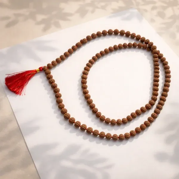 Original 10 Mukhi Rudraksha Jaap Mala 108 Beads Nepal Red Tassel दस मुखी रुद्राक्ष माला - Suyagya India