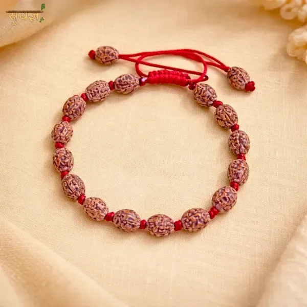 Original 4 Mukhi Rudraksha Bracelet Red Thread Brahma Bead चार मुखी रुद्राक्ष ब्रेसलेट - Suyagya India