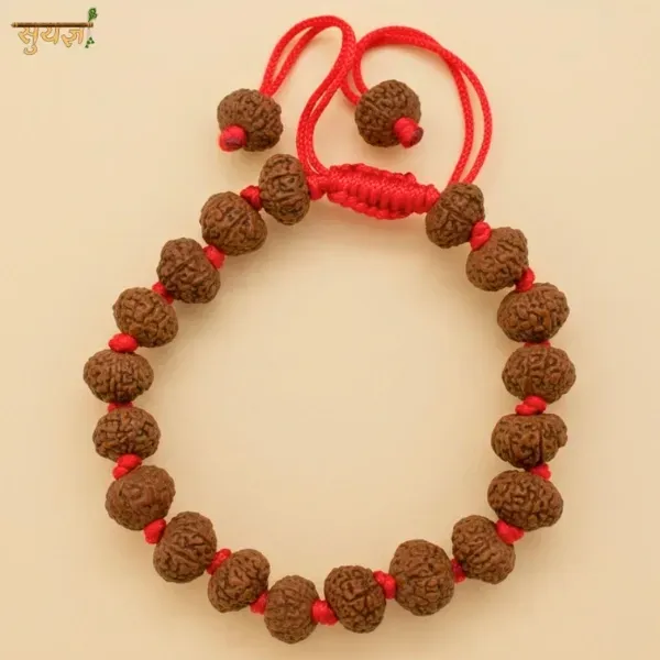 Original 10 Mukhi Rudraksha Bracelet Red Thread Vishnu Bead दस मुखी रुद्राक्ष ब्रेसलेट - Suyagya India