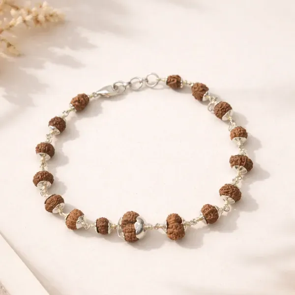 1 to 14 Mukhi Rudraksha Bracelet in 925 Sterling Silver with Gauri Shankar Ganesh Rudraksha - Suyagya India