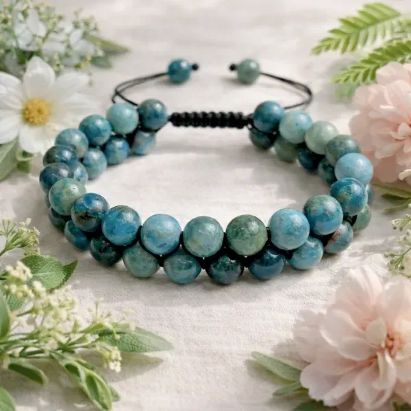 Natural Apatite Bracelet Premium Quality - Blue Motivation Stone for Goals and Clarity by Suyagya