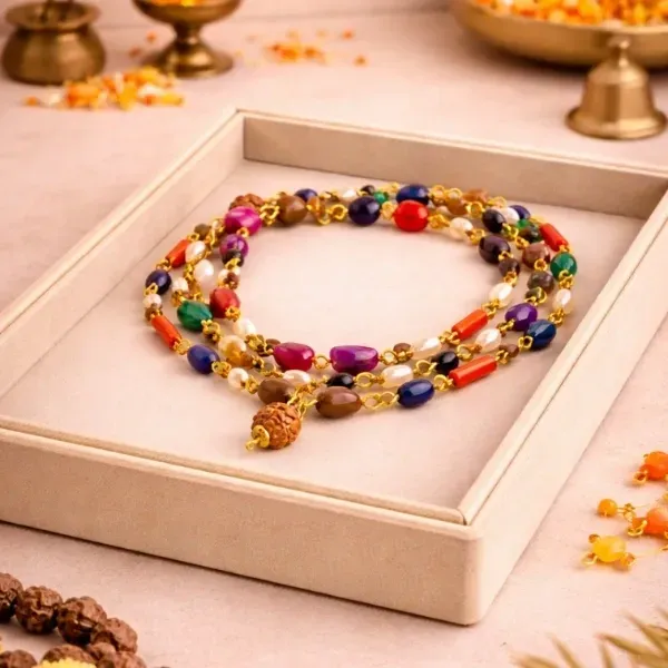 Navrattan Mala Regular Original 9 Gemstone Navratna Planetary Balance नवरत्न माला - Suyagya India