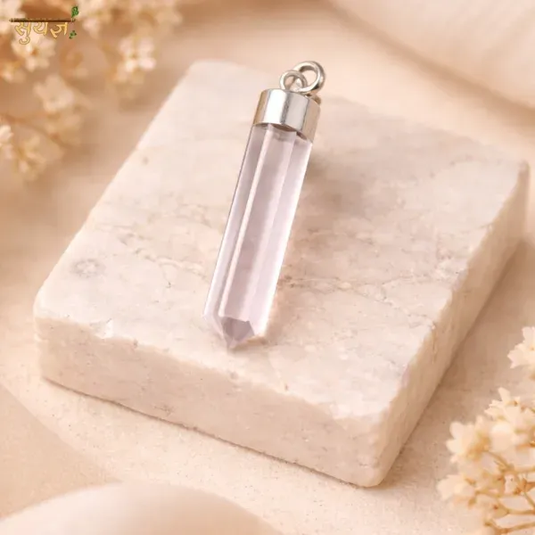 Clear Quartz Crystal Point Pendant natural master healer stone — Suyagya India ₹899