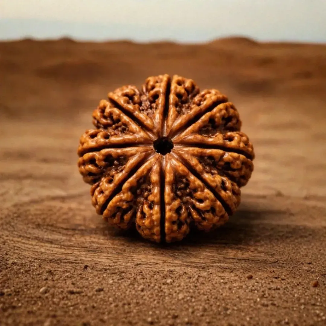 8 Mukhi Rudraksha Premium (22mm Nepal): Ganesha's Grace for Obstacle Removal & Rahu Balance